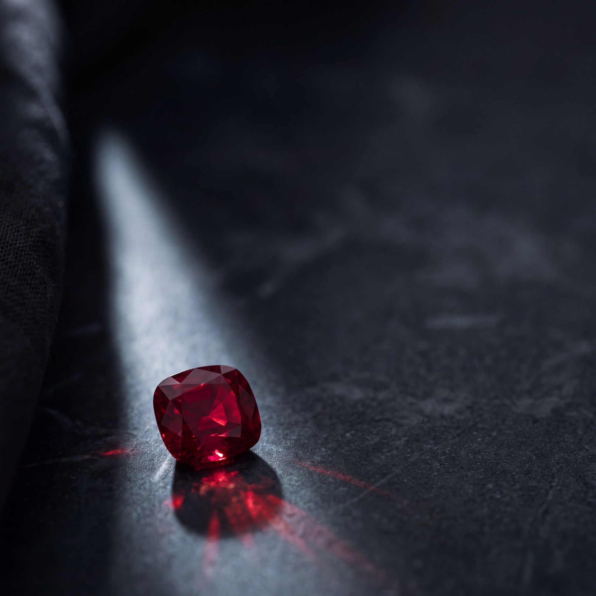 Burmese ruby on dark honed marble — ÊTRUNE University