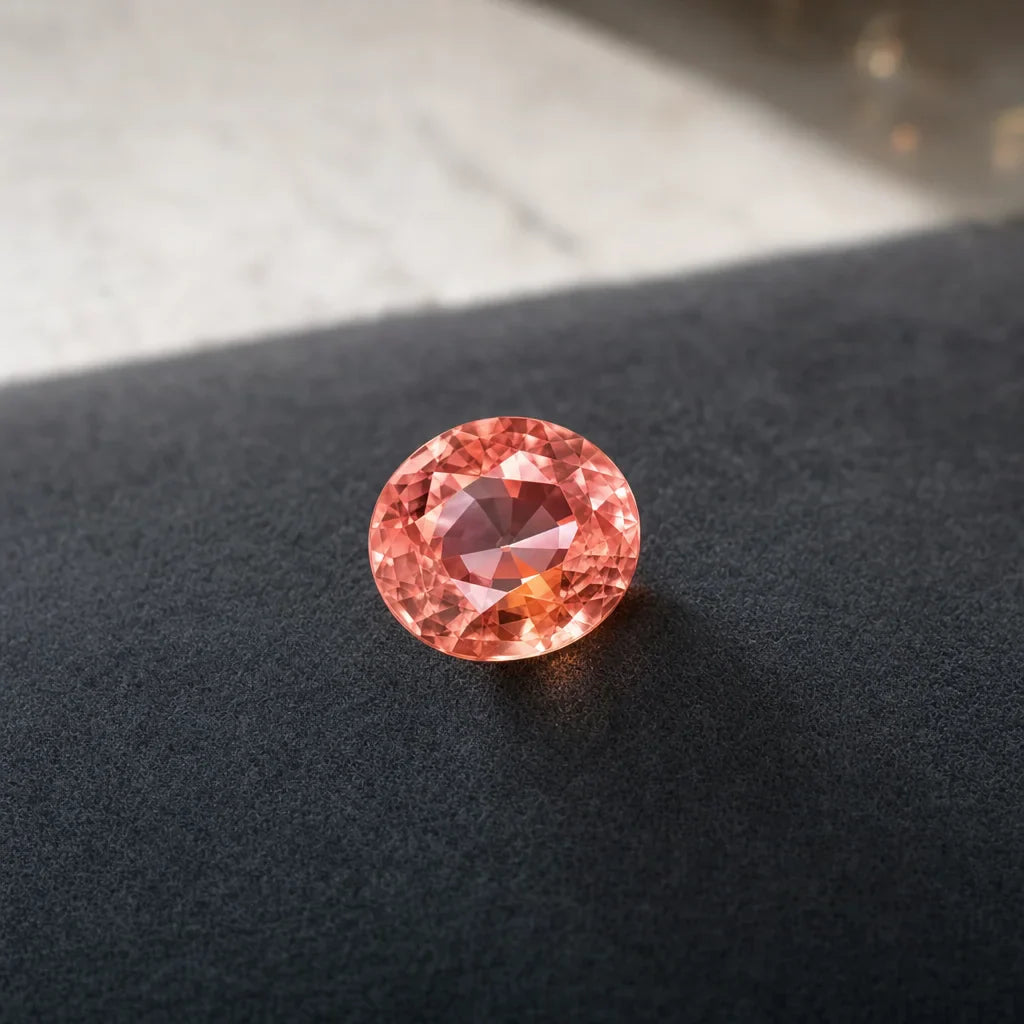 Padparadscha Sapphire · 1.70 ct · Oval — padparadscha-sapphire-1-7ct-oval-three-quarter.png