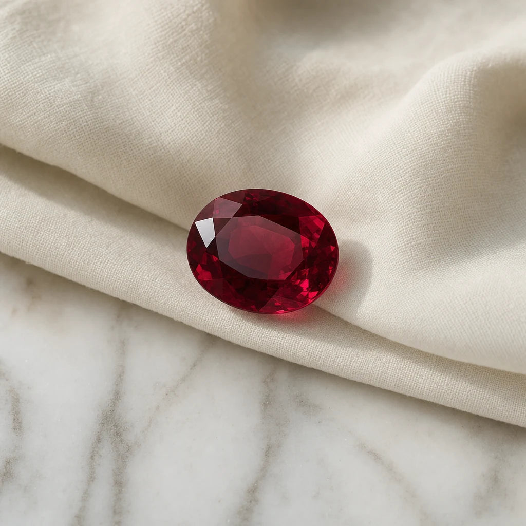 Ruby · 2.50 ct · Oval Brilliant · Pigeon's Blood Range